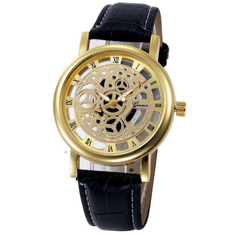 Men watches 2016 Fashon Geneva Hollow Out Faux Leather Analog Quartz Wrist Watch For Women homens relogio &22 Men watches 2016 Fashon Geneva Hollow Out Faux Leather Analog Quartz Wrist Watch For Women homens relogio &22