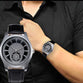 New Men Leather Stainless Steel Dial Quartz Wrist Watch