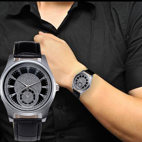 New Men Leather Stainless Steel Dial Quartz Wrist Watch New Men Leather Stainless Steel Dial Quartz Wrist Watch