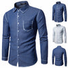 Mens Casual Long Sleeve Shirt Business Slim Fit Shirt Cowboy Blouse Top Mens Casual Long Sleeve Shirt Business Slim Fit Shirt Cowboy Blouse Top
