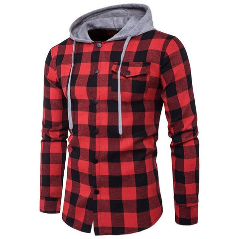 Winter Fall Men Plaid Shirt Camisas 2018 New Arrival Mens Long-sleeved Hooded Shirt Male Cotton Denim Casual High Quality Shirt Winter Fall Men Plaid Shirt Camisas 2018 New Arrival Mens Long-sleeved Hooded Shirt Male Cotton Denim Casual High Quality Shirt
