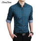ZhenZhou Plaid Men Shirts Tailoring Slim Fit M-5XL 100% Cotton Mens Dress Shirts Male Clothes Social Casual Shirt Men Brand