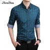 ZhenZhou Plaid Men Shirts Tailoring Slim Fit M-5XL 100% Cotton Mens Dress Shirts Male Clothes Social Casual Shirt Men Brand