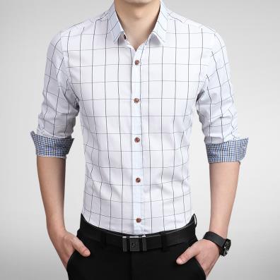 ZhenZhou Plaid Men Shirts Tailoring Slim Fit M-5XL 100% Cotton Mens Dress Shirts Male Clothes Social Casual Shirt Men Brand