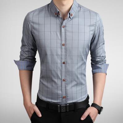 ZhenZhou Plaid Men Shirts Tailoring Slim Fit M-5XL 100% Cotton Mens Dress Shirts Male Clothes Social Casual Shirt Men Brand