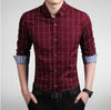 ZhenZhou Plaid Men Shirts Tailoring Slim Fit M-5XL 100% Cotton Mens Dress Shirts Male Clothes Social Casual Shirt Men Brand