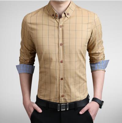 ZhenZhou Plaid Men Shirts Tailoring Slim Fit M-5XL 100% Cotton Mens Dress Shirts Male Clothes Social Casual Shirt Men Brand