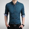 ZhenZhou Plaid Men Shirts Tailoring Slim Fit M-5XL 100% Cotton Mens Dress Shirts Male Clothes Social Casual Shirt Men Brand