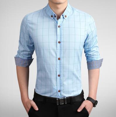 ZhenZhou Plaid Men Shirts Tailoring Slim Fit M-5XL 100% Cotton Mens Dress Shirts Male Clothes Social Casual Shirt Men Brand