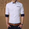 2017 Spring Casual Shirt Men Cotton Mens Dress Shirts Solid Slim Fit Plus Size Long sleeve Stylish Shirt Camisas Plus Size M-5XL