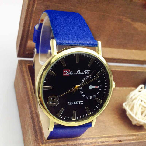 Unisex Casual Fashion Faux Leather Strap Quartz Analog Wrist Watch