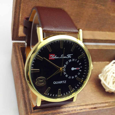 Unisex Casual Fashion Faux Leather Strap Quartz Analog Wrist Watch