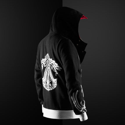 2017 Autumn Winter Assasins Creed Hoodie Men Black Cosplay Jacket Costume Fleece Lined Assassins Creed Mens Hoodies Jackets