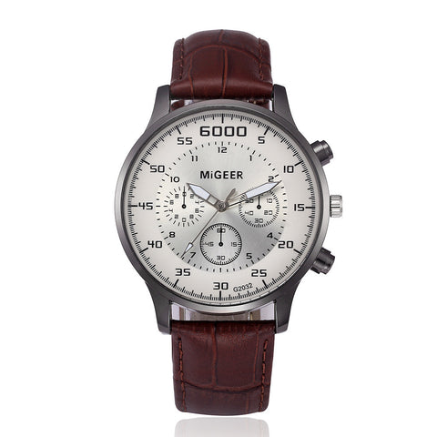 Retro Design Leather Band Analog Alloy Quartz Wrist Watch