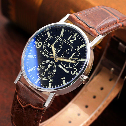 Six Pin Watches Quartz Men s Watch Blue Glass Belt Watch Men Cheeplu