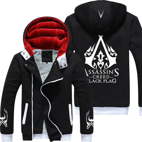2017 new darker hoodies men hooded Warm winter fashion Thickening assassins creed hoodie Assassin's Creed thick Hoodie zipper