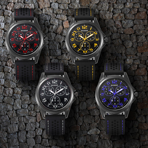 Men Fashion Silicone strap Sport Cool Quartz Hours Wrist Analog Watch