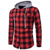 Winter Fall Men Plaid Shirt Camisas 2018 New Arrival Mens Long-sleeved Hooded Shirt Male Cotton Denim Casual High Quality Shirt